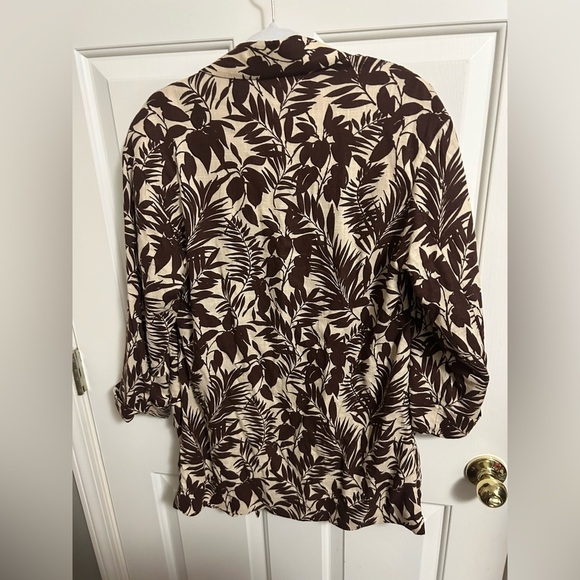 MNG Mango Linen Blend Tropical Print Notch Collar Oversized Blazer XXS NWT - Picture 6 of 6